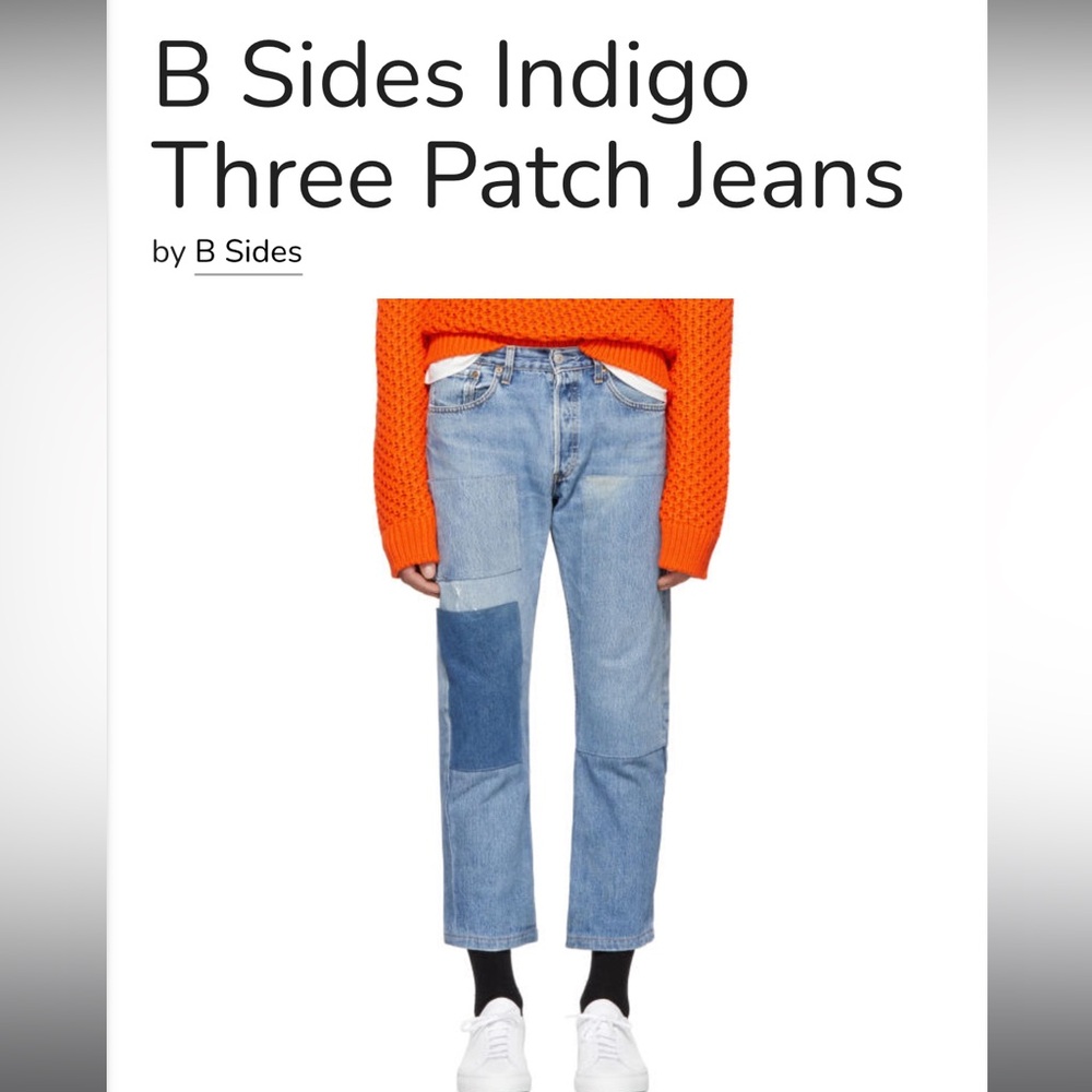 B SIDES Indigo Three Patch Jeans (28)